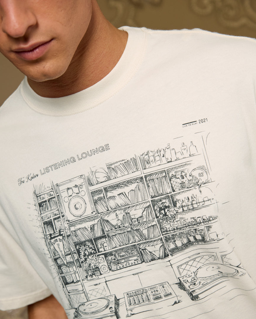 AE x Tru Kolors Listening Lounge Graphic T-Shirt (Cream)